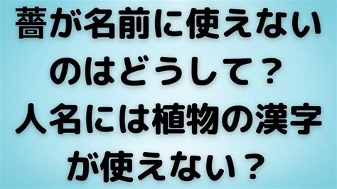 薔 人名|薔｜なぜ人名・名前に使えない漢字？調べ方は？